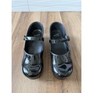 Dansko Shoes Womens 9.5 Black Marcelle Cabrio Leather Mary Jane Clogs
